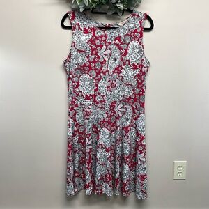 Brooks Brothers Red Fleece Sleeveless Dress Paisley Floral Print L
